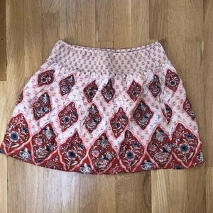 Anthropologie Ecote Mini Skirt pink floral birds